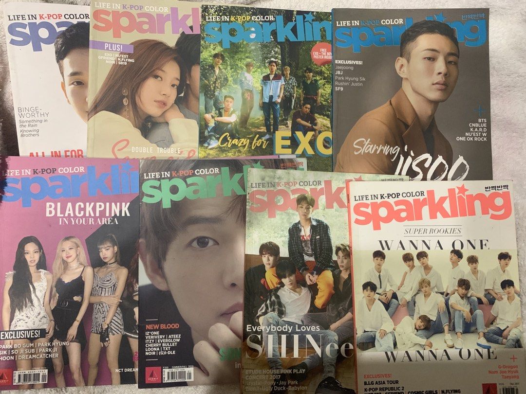 Sparkling K-POP Magazine 2017 to 2019 Issues (Category: Magazines) located in Iloilo. Submitted by magazinehoarder (Listing ID 1445415702, Image 1). Description: 300 per issue On the covers: Wanna One Shinee Song Jong Ki Blackpink Jisoo Suzy and Sunggi Jung Hae In Mode of payment: Gcash Shipping method: Flash Express.
