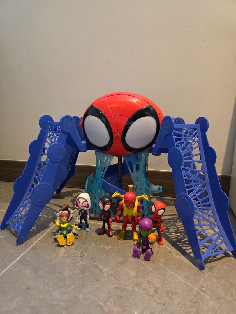 Spider-Man Playset with Figures and Car (Category: Action & Battle Toys) located in Manila. Submitted by aegont (Listing ID 1445388673, Image 1). Description: - Large Spider-Man playset - Includes multiple Spider-Man figures - Comes with a red and blue Spider-Man car - Perfect for any Spider-Man fan - All pieces are pictured - Ready for a new owner.