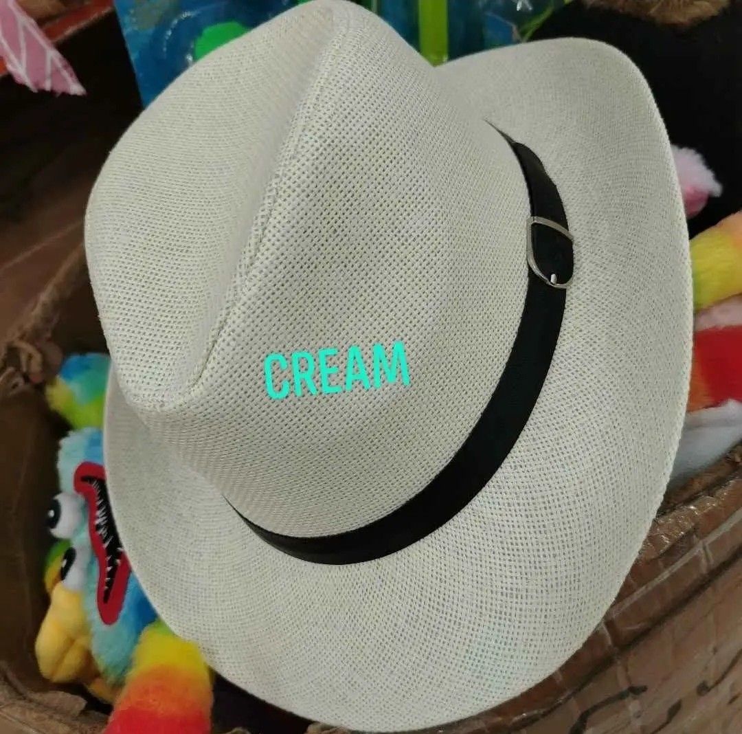 Straw Fedora Hats - Brown, Cream, Beige (Category: Hats & Beanies) located in Manila. Submitted by zdmal (Listing ID 1445265828, Image 2). Description: - Set of straw fedora hats - Ideal for sunny days, beach trips, or casual wear - Available colors: Brown, Cream, Beige - Features a black band with a buckle detail - Made from lightweight and breathable material.