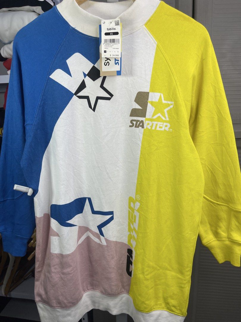 Sybylla x Starter Colorblock Sweatshirt (Category: Coats, Jackets and Outerwear) located in Manila. Submitted by aronfritzb40725 (Listing ID 1445281476, Image 3). Description: - Sybylla x Starter collaboration sweatshirt - Eye-catching colorblock design - Features multiple Starter logos and stars - Crewneck, long sleeves - Brand new with tags still attached - Size XS - Perfect for streetwear fans.