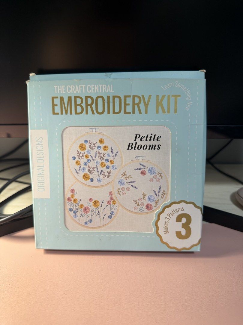 The Craft Central Petite Blooms Embroidery Kit - 3 Patterns (Category: Handmade Craft) located in Quezon City. Submitted by stefiys (Listing ID 1445298946, Image 1). Description: 🪡 bought from Craft Central 🪡 opened but all materials are complete and unused 🪡 perfect for beginners 🪡 Mode of payment: Gcash, Maya, Seabank 🪡 Mode of delivery: Grab, Lalamove from QC.