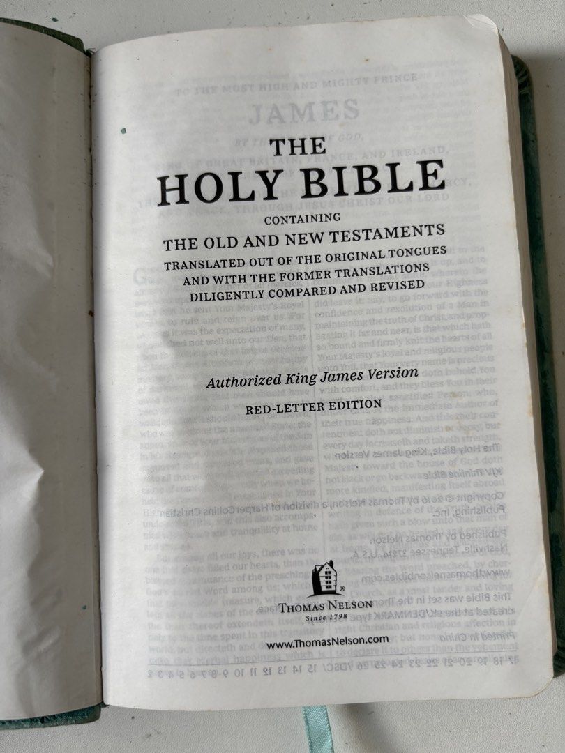 The Holy Bible, Authorized King James Version, Red Letter Edition (Category: Religion Books) located in Iloilo. Submitted by clesha_2279 (Listing ID 1445349900, Image 3). Description: - Holy Bible, Authorized King James Version - Red Letter Edition - Published by Thomas Nelson - Pages are yellowed with age - Classic edition, suitable for study or collection.