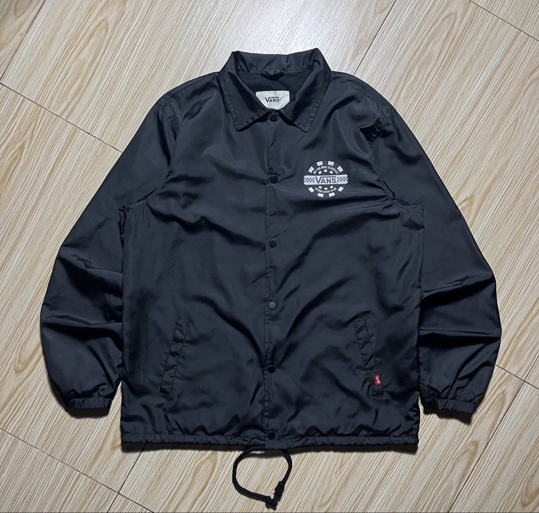 Van’s Men’s Coach Jacket. (Category: Coats, Jackets and Outerwear) located in Davao. Submitted by repeats.exe (Listing ID 1445386407, Image 1). Description: Size: XLarge on tag Dimes: 24/29 Condition: Excellent - Like New Issue: None Direct Message to Purchase.📩.