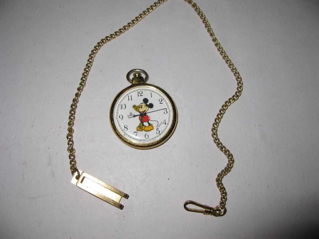 Vintage Lorus Mickey Mouse Pocket Watch & Chain (Category: Vintage Collectibles) located in Baguio. Submitted by mrbrunno (Listing ID 1445249104, Image 2). Description: Vintage Lorus Mickey Mouse Pocket Watch & Chain In Very good condition as seen in pics. 1990 Working, just needs new battery. Part of my Disney/Mickey watch collection. 1 .