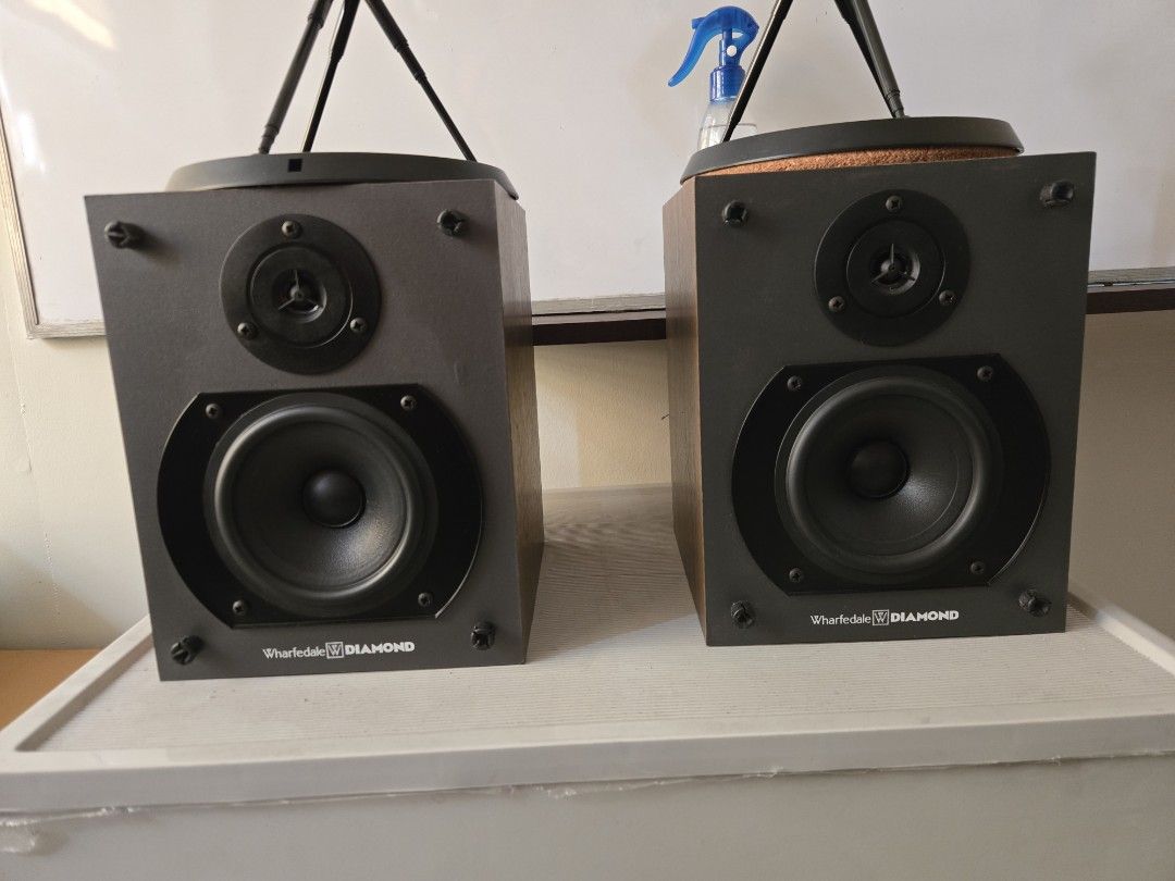 Wharfedale Diamond Bookshelf Speakers (Category: Soundbars, Speakers & Amplifiers) located in Cavite. Submitted by pedor2 (Listing ID 1445240112, Image 2). Description: - 1st Gen Wharfedale Diamond bookshelf speakers - Great sound quality for their size - Perfect for small rooms or office use - Connects via binding posts - Selling as I've upgraded my setup - made in UK - all orig complete badges no repairs - Feel free to ask questions.
