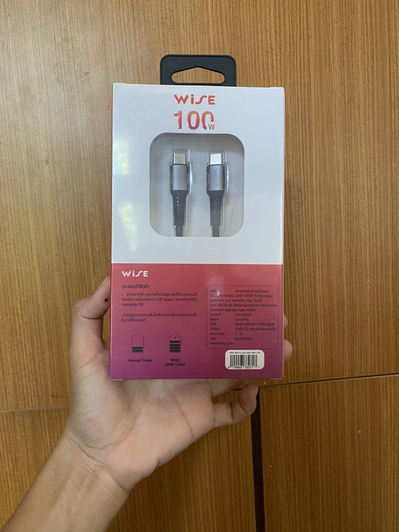 WISE USB C-C Nylon Cable 100W 1.5M (Category: Chargers & Cables) located in Taguig. Submitted by lrnlcd (Listing ID 1445387323, Image 2). Description: WISE USB C-C Nylon Cable 100W 1.5M Bought for 329 THB (approximately ₱550+) Selling for only ₱385 📍Upper Antipolo￼.