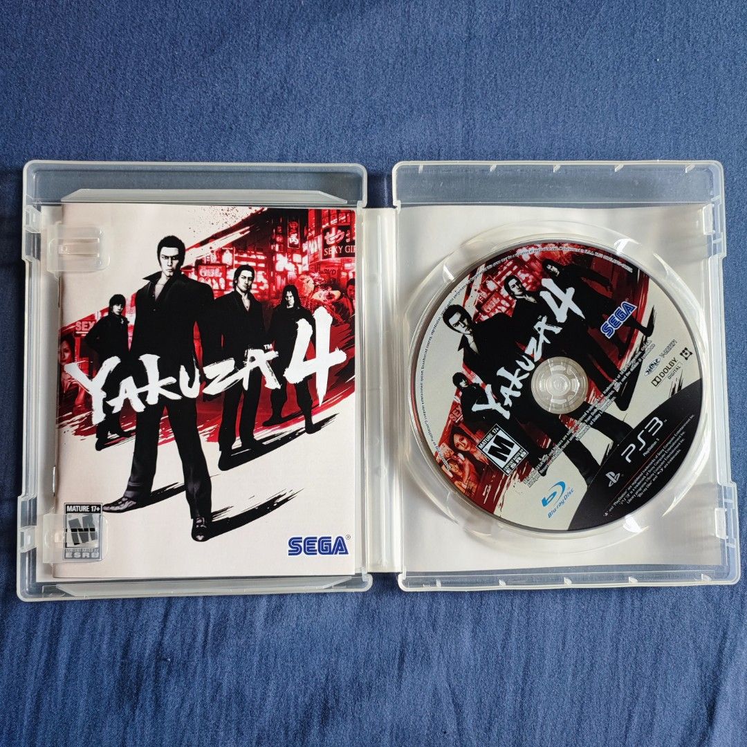 Yakuza 4 PS3 Game (US Version) (Category: PlayStation) located in Imus. Submitted by declutter_j9closet (Listing ID 1445306329, Image 3). Description: - Original Yakuza 4 for PlayStation 3 (USA / Region 1 ESRB Version) - Includes game disc, case, cover art, and manual/insert/game add-on content insert (expired) RFS: decluttering. PM for inquiries..
