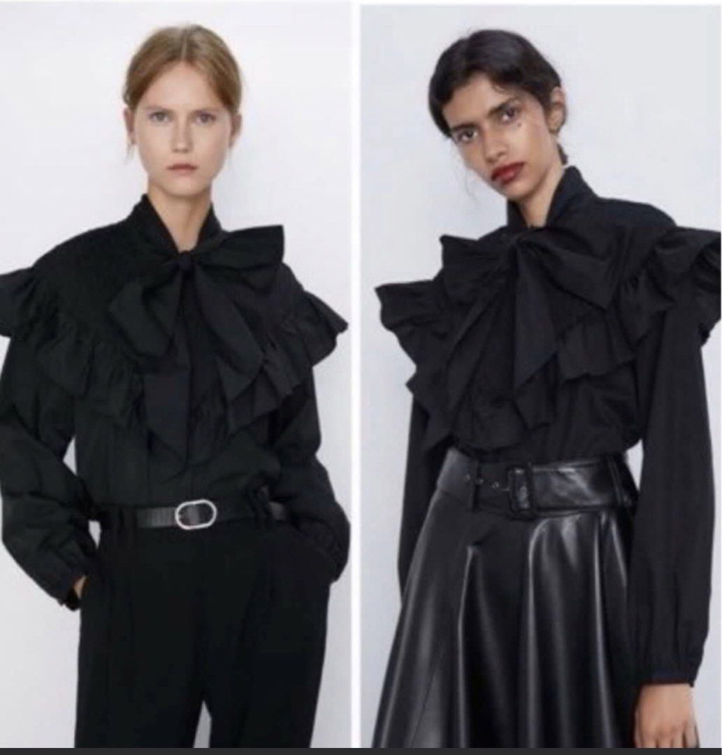 ZARA AUTHENTIC Bow Tie Ruffled Smocked Top XS-S (Category: Blouses) located in Calapan. Submitted by shakalak2 (Listing ID 1445266085, Image 1). Description: Tag XS Best fit XS-S.