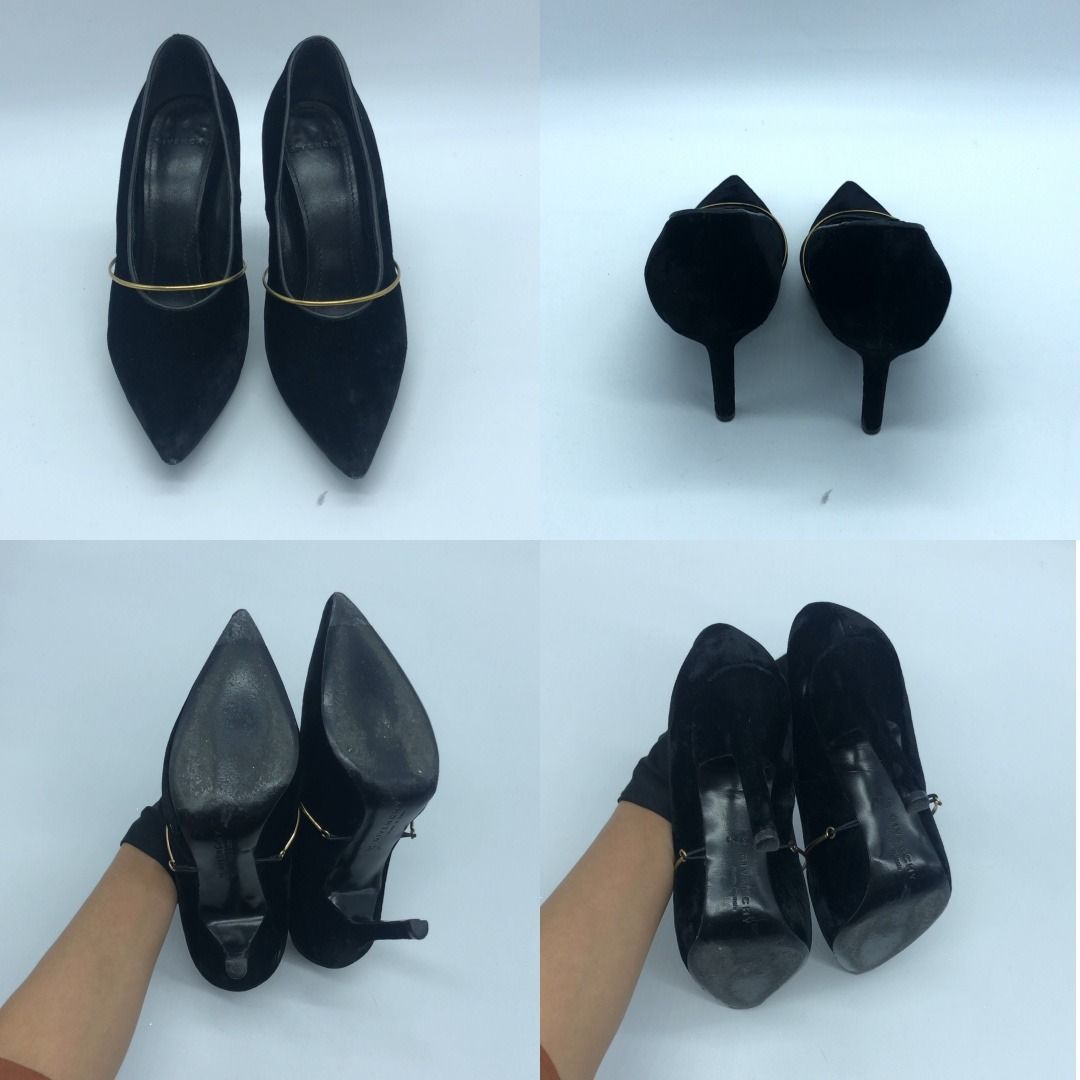 267005984 GIVENCHY SHOES SUEDE SIZE 7 1/2 (Category: Sneakers & Footwear) located in Taguig. Submitted by ecoring.ph (Listing ID 1445436388, Image 2). Description: ◆CONDITION: B ◆DESCRIPTIONS: (Other defects/info:) The body of the heels is stained, dirty, scuffed, and has press marks, showing signs of use. The topline of the heels is scratched, scuffed, stained, dirty, and peeled off, showing signs of use. The inner lining and insole of the heels