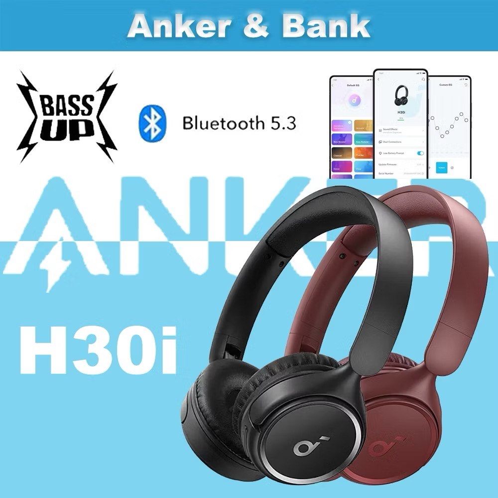 Anker Soundcore H30i Bluetooth 5.3 Headphones (Category: Headphones & Headsets) located in Quezon City. Submitted by ron_1412 (Listing ID 1445480705, Image 1). Description: Unit only, w/ wired audio jack No issues 550 + SF Loc: Quezon City - Anker Soundcore H30i Headphones - Latest Bluetooth 5.3 connectivity - Exclusive BassUp™ technology for deeper bass - Stylish deep red/maroon earcups and headband - Includes a convenient red carrying pouch - I