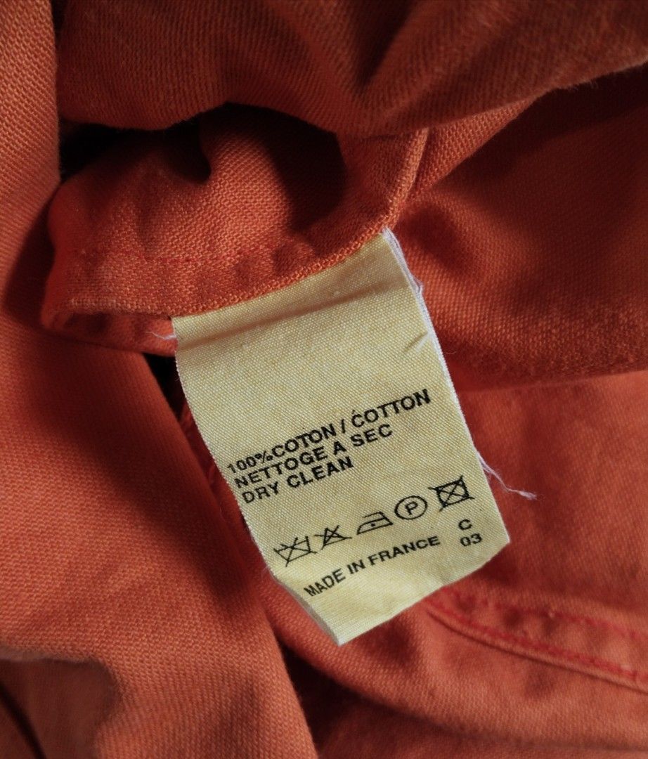 A.P.C. Orange Utility Jacket Size S (Category: Coats, Jackets and Outerwear) located in Baguio. Submitted by re_cycle2600 (Listing ID 1445441103, Image 3). Description: - A.P.C. Paris utility jacket - Made in France - Classic collar - Multiple front pockets - 100% Cotton - Dry clean only - Ideal for layering.
