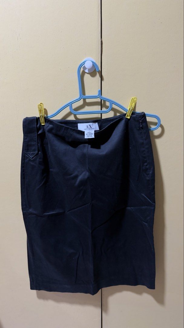 AX Armani Exchange Black Mini Skirt (Category: Skirts) located in Quezon City. Submitted by delideclutters (Listing ID 1445423385, Image 1). Description: - Brand: AX Armani Exchange - Color: Black - Style: Mini Skirt - Cut: Classic A-line - Estimated Size: Fits waist 28-29 - Versatility: Great for casual or work outfits.
