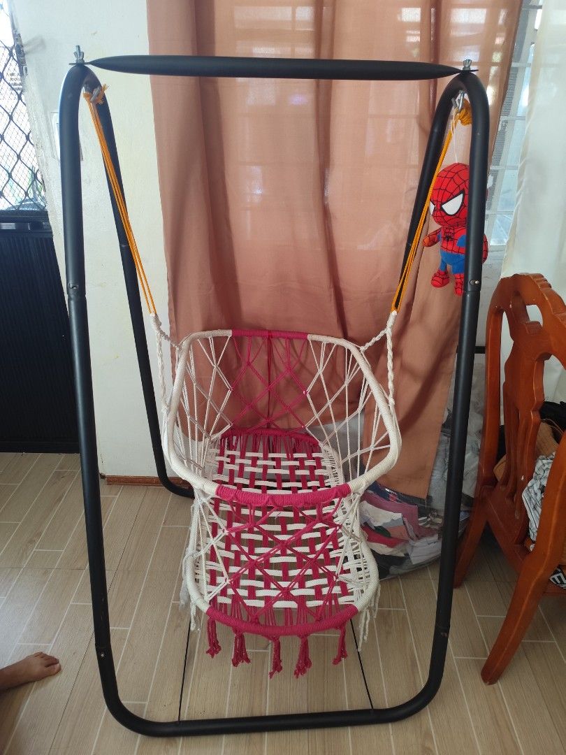 Baby hammock/ duyan with metal frame (Category: Infant Playtime) located in San Pedro. Submitted by tinadigital (Listing ID 1445472865, Image 2). Description: - Sturdy black metal frame for stability. - Easy to set up and move around. - Provides a relaxing space for your baby. -pre loved.