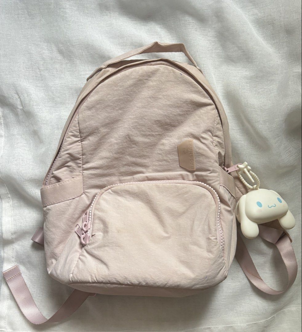 BAGSMART Pink Nylon Backpack with Cinnamoroll Charm (Category: Backpacks) located in Manila. Submitted by boldowl-25e17a (Listing ID 1445475255, Image 1). Description: -negotiable price -durable nylon material - many compartments - waterproof - only used for like 1 month - has washable stains from ballpens and little dirts - 13.3 inch.