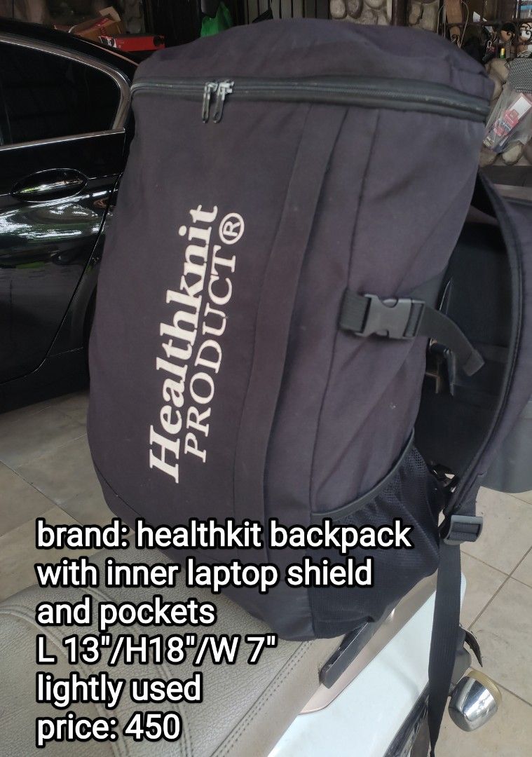 Big foldable backpack (Category: Backpacks) located in Cainta. Submitted by allauthenticbymj (Listing ID 1445521820, Image 1). Description: brand: healthkit backpack with inner laptop shield and pockets L 13"/H18"/W 7" lightly used price: 450 Location: Cainta Regular courier-HINDI SAME DAY DELIVERY J&T (no CoD) LBC (Cash on Pick up) Gogo Express (cash on delivery) Lalamove for same day delivery,sf depends on distance (No COD) Payment: Gcash/BDO.