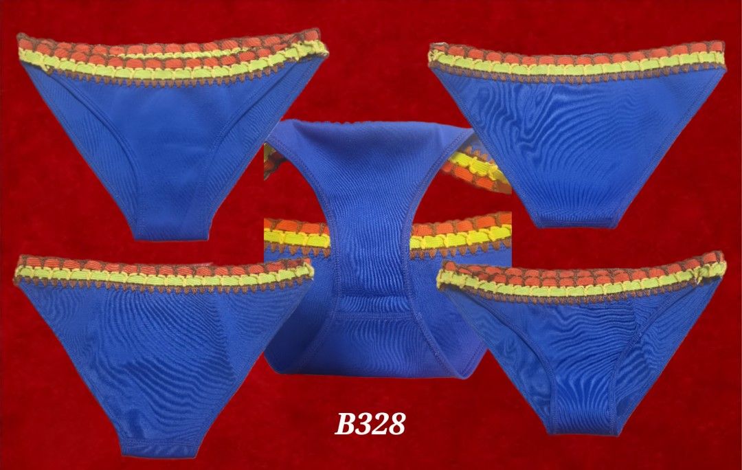 Blue bikini set, triangles in color patch, unpadded - B328 (Category: Bikinis & Swimsuits) located in Manila. Submitted by dnmph (Listing ID 1445462745, Image 3). Description: - USED ONLY ONCE - Fits XS to S (Search tags: bottom bikini set summer beach sun swim pool bathing suit swimwear wear resortwear vacation unpadded no pads twopiece 2 piece 2piece preteen pre- teen teenager ager blue triangles in color patch extra small yellow light blue pin
