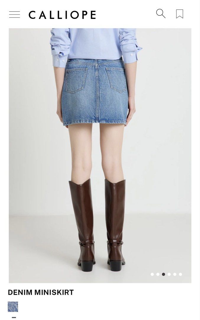 Calliope Denim Miniskirt - Light Wash (Category: Skirts) located in Antipolo. Submitted by cccccc_hehe (Listing ID 1445473439, Image 2). Description: - Brand: Calliope - Style: Light wash denim mini skirt - Cut: A-line - Features: Standard five-pocket styling, raw hem detail - Styling: Pairs well with boots or sneakers - Versatility: A great addition to any wardrobe.