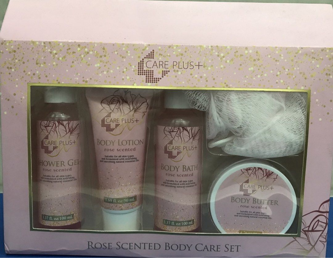 Care Plus+ Rose Scented Body Care Set (Category: Body Care) located in Caloocan City. Submitted by nninams (Listing ID 1445603876, Image 1). Description: - Care Plus+ Rose Scented Body Care Set - Perfect for pampering or gifting - Set includes: Shower Gel, Body Lotion, Body Bath, Body Butter - Comes with a Bath Ball - Expiry Date: 2027-04.