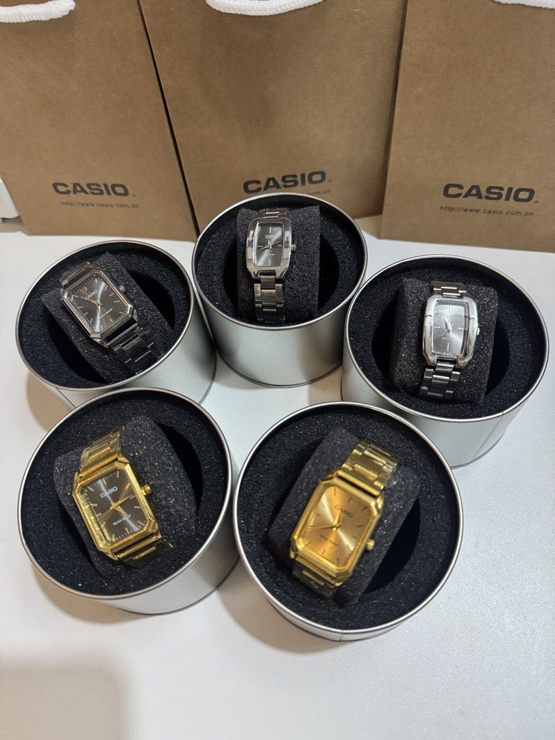 Casio Watches - Various Styles Available (Category: Men's Watches) located in Bacoor. Submitted by kmbyyy (Listing ID 1445496535, Image 2). Description: Selling a collection of Casio watches. Got a few different styles here, some gold-toned and some silver-toned. Great for everyday wear or as a gift. Let me know if you're interested in a specific one..