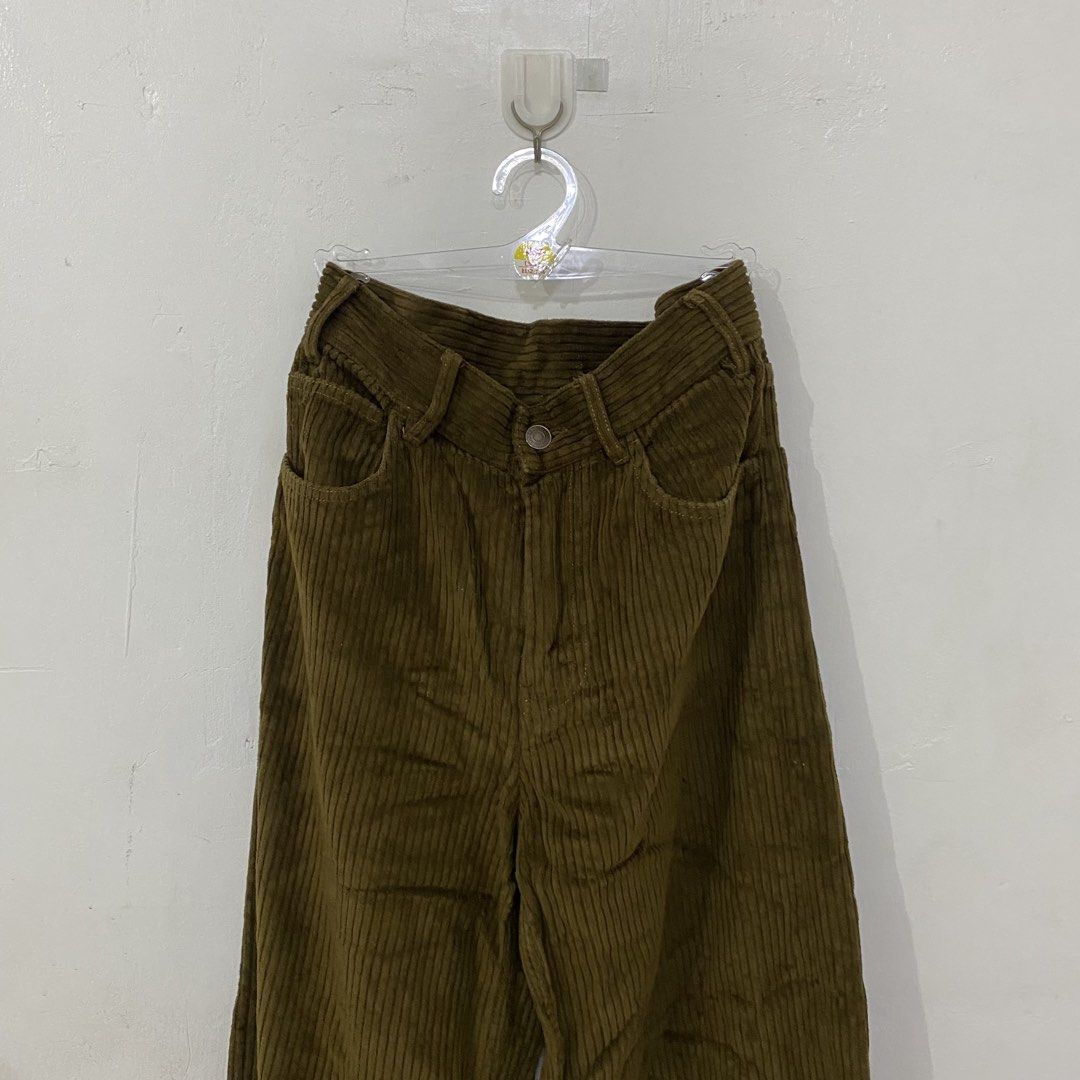 Celine Corduroy Wide Leg Pants (Category: Other Bottoms) located in Las Pinas. Submitted by declutter_thing69 (Listing ID 1445511246, Image 2). Description: Celine - Corduroy - Wide Leg Pants Size : 26 FLAT MEASUREMENTS Waist : 26 inches Length : 42 inches Inseam : 30 inches Crotch : 11 inches Leg Opening : 9 inches 9/10 CONDITION NOTE : Missing main tag. Green Celine Puller Made in Italy.