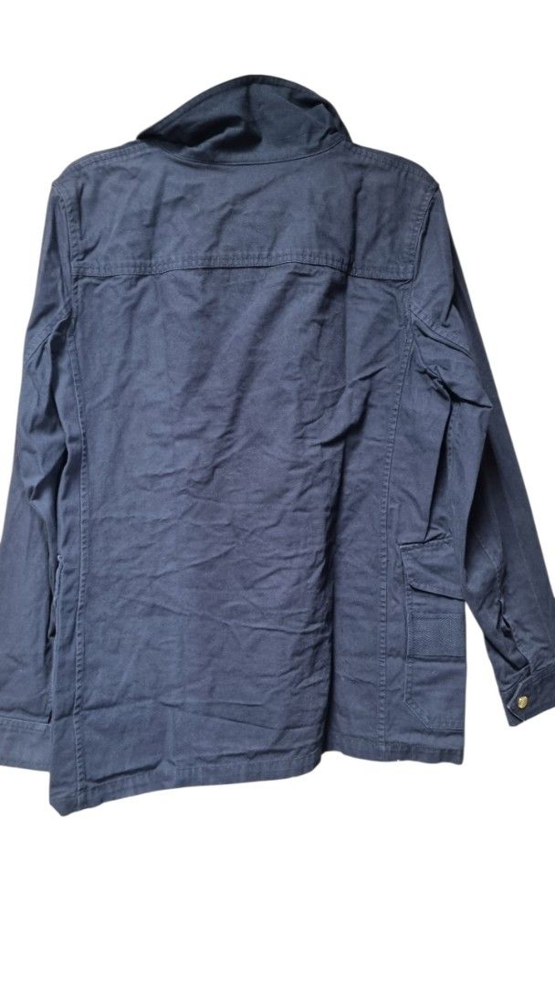 Chaps Navy Blue Cotton Utility Jacket Size M (Category: Coats, Jackets and Outerwear) located in Quezon City. Submitted by kcobs (Listing ID 1445496875, Image 2). Description: - Chaps Navy Blue Utility Jacket - Size: Medium (M) - Material: 100% Cotton - Features: Unique gold toggle button closures, front pockets - Style: Ideal for casual wear - signs of wear but still in good condition - perfect for travel.