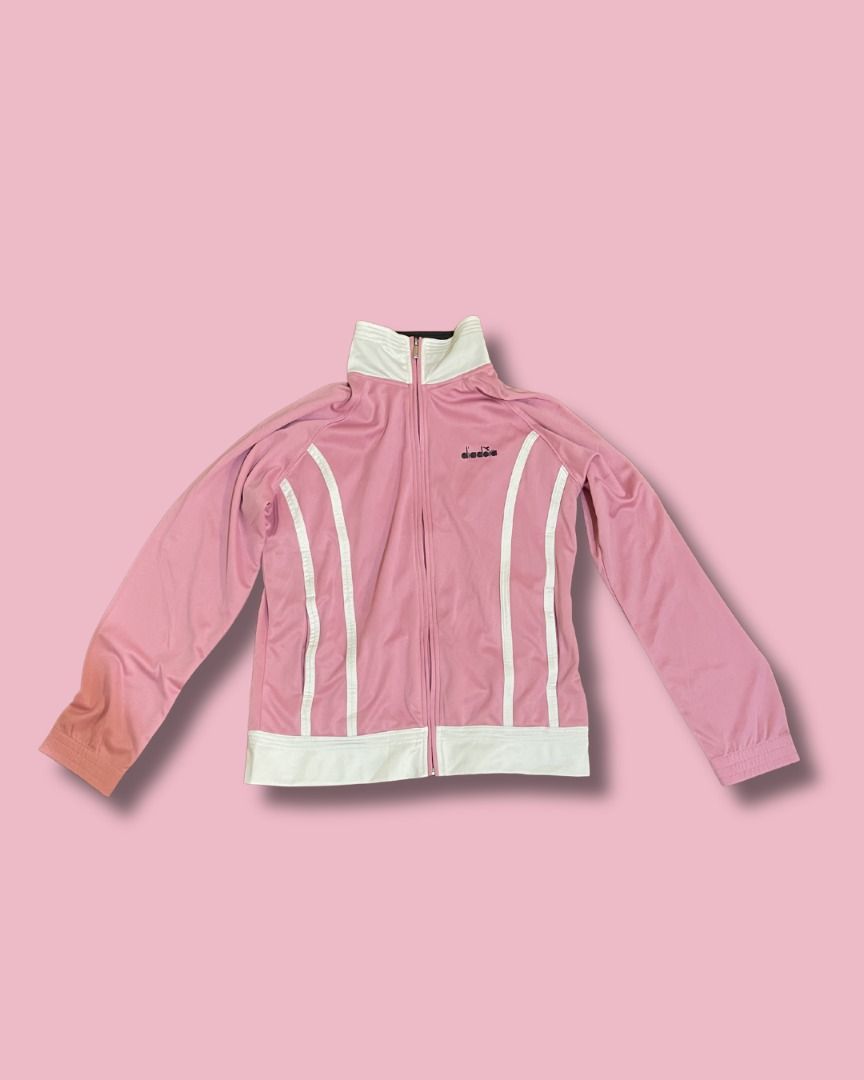 Diadora Pink Track Jacket (Category: Coats, Jackets and Outerwear) located in Quezon City. Submitted by foundmode (Listing ID 1445428339, Image 2). Description: M on tag Bust 36” Sleeve length 22” .