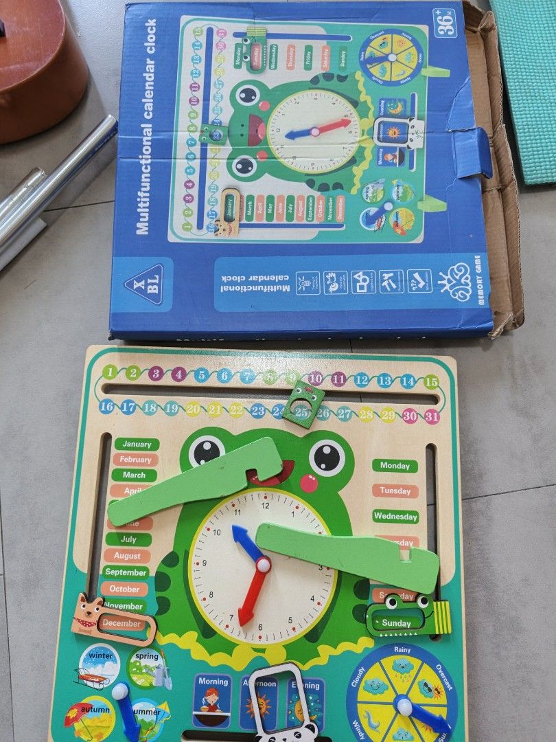 Educational Toy Calendar Clock (Category: Educational & Learning Toys) located in Marikina City. Submitted by dearamariph (Listing ID 1445421742, Image 1). Description: no damage complete pick up at Marikina.