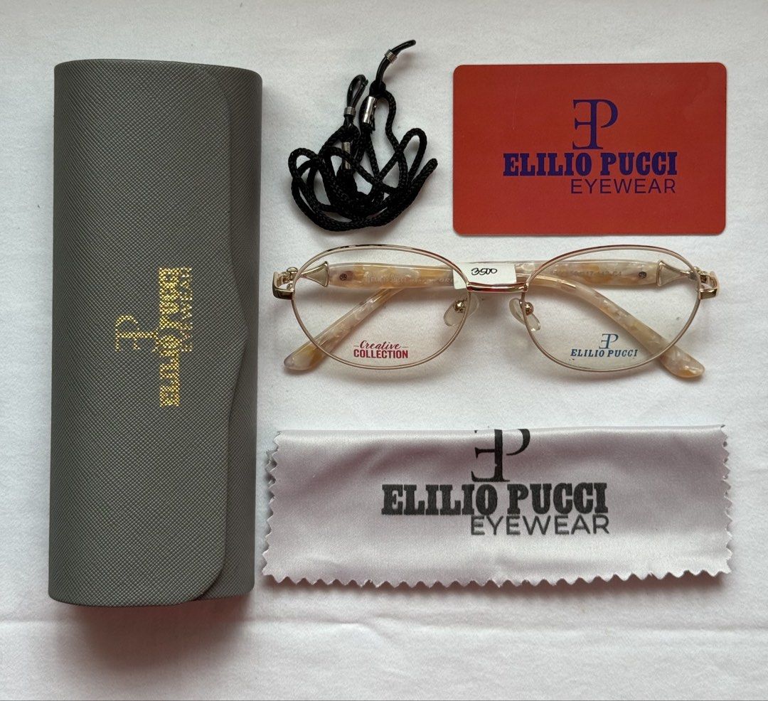 Emilio Pucci Eyewear Gold Frame Glasses Spectacle (Category: Sunglasses & Eyewear) located in Caloocan City. Submitted by lyka.07 (Listing ID 1445473951, Image 1). Description: Emilio Pucci optical frame featuring a luxurious yellow gold metal finish, designed with a sleek and elegant silhouette. A stylish designer piece that blends fashion and sophistication, perfect for everyday wear or statement styling. 📌 Fit for prescription lenses. What yo