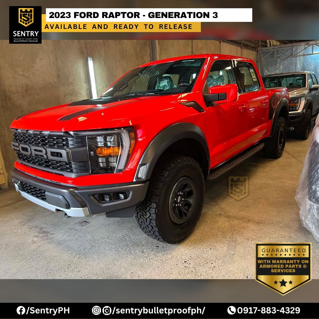 FORD Raptor Generation 3 - Imported (Category: New Cars) located in Quezon City. Submitted by sentrybulletproofph (Listing ID 1445512910, Image 1). Description: 𝗕𝗥𝗔𝗡𝗗 𝗡𝗘𝗪 2023 Ford Raptor Gen 3 - Imported - 🔧 𝐖𝐈𝐓𝐇 𝐎𝐖𝐍 𝐒𝐄𝐑𝐕𝐈𝐂𝐄 𝐂𝐄𝐍𝐓𝐄𝐑 𝐀𝐍𝐃 𝐀𝐅𝐓𝐄𝐑 𝐒𝐀𝐋𝐄𝐒 𝐒𝐔𝐏𝐏𝐎𝐑𝐓 🚖 ⚙️ - ‼️ AVAILABLE COLORS, READY FOR RELEASE‼️ For Inquiries Contact us at: 📲 0917-883-4329 (Globe) - • Gcc spec raptor • 3.5 twin turbo • 10