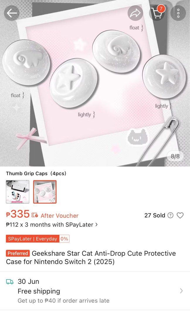 geekshare star wing thumb grip caps for nintendo switch 2 joycon controller jo (Category: Cases & Covers) located in Quezon City. Submitted by pipperonipizza (Listing ID 1445492712, Image 3). Description: geekshare thumb grips for nintendo switch 2 ONLY bought from 🍊 for 335 rfs: chose wrong size firm price as i’m selling at a loss. will give for free if you buy my keyboard listed for sale payment via gcash/gotyme/UB shipping covered by buyer vi