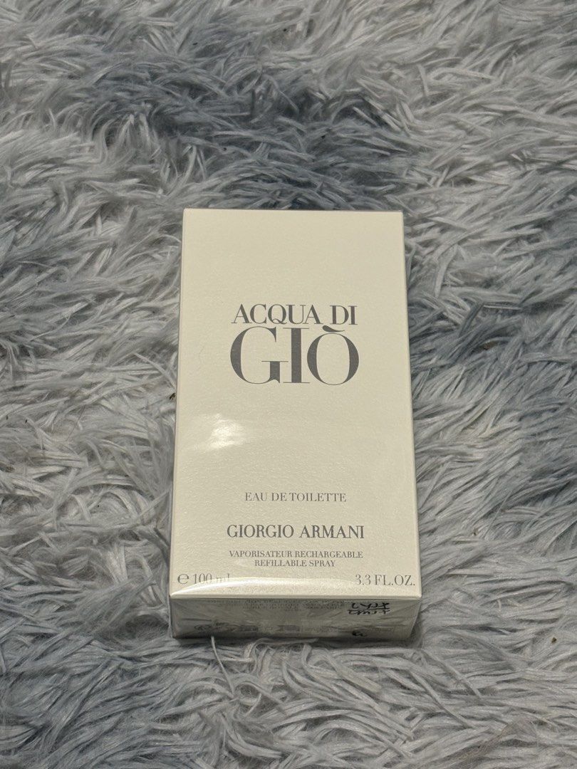 Giorgio Armani Acqua Di Gio EDT 100ml (Category: Fragrance & Deodorants) located in Manila. Submitted by engr.lee (Listing ID 1445596536, Image 1). Description: Brand: Giorgio Armani (NOT TESTER) Fragrance: Acqua Di Gio Eau De Toilette Size: 100ml Condition: Brand new, sealed box.