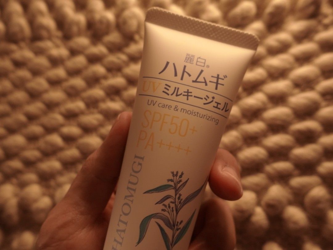 Hatomugi UV Milky Gel Sunscreen 80ML (Category: Face Care) located in Makati City. Submitted by greywordsmith (Listing ID 1445540919, Image 2). Description: On hand, from Japan 🇯🇵 Pickup Doña Manuela 1, Pamplona Tres Lalamove c/o buyer.