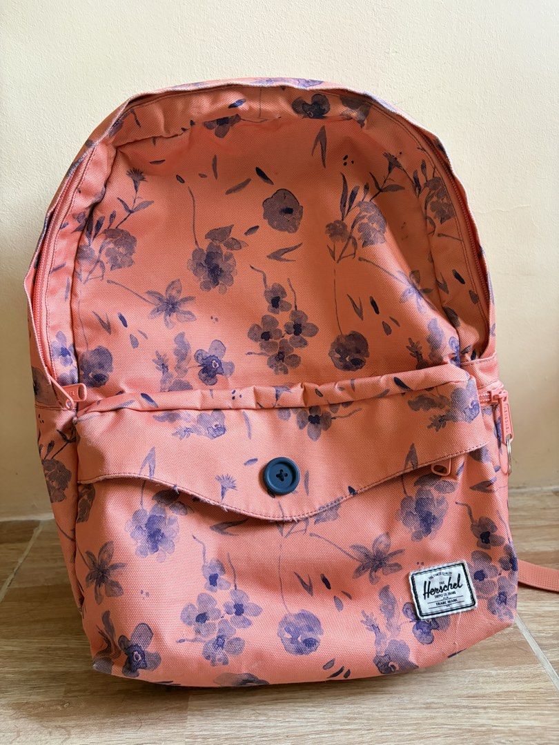 Herschel Pink Floral Laptop Backpack (Category: Backpacks) located in Cabanatuan. Submitted by ningjades (Listing ID 1445510743, Image 3). Description: padded laptop compartment can fit up to 13” laptop 💵 payment first via gcash 🚚 shipped thru j&t (buyer shoulders SF) 📍pickup/meetup: cabanatuan, nueva ecija ❌ no cod/sco .
