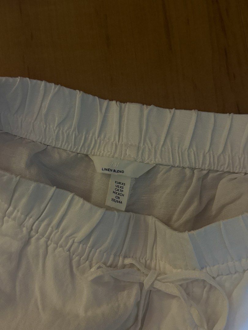 H&M White Linen-Blend Pants (Category: Other Bottoms) located in Quezon City. Submitted by luvcakes (Listing ID 1445541349, Image 3). Description: - no when worn photos !! - presko - no issues - cute for summer fits.
