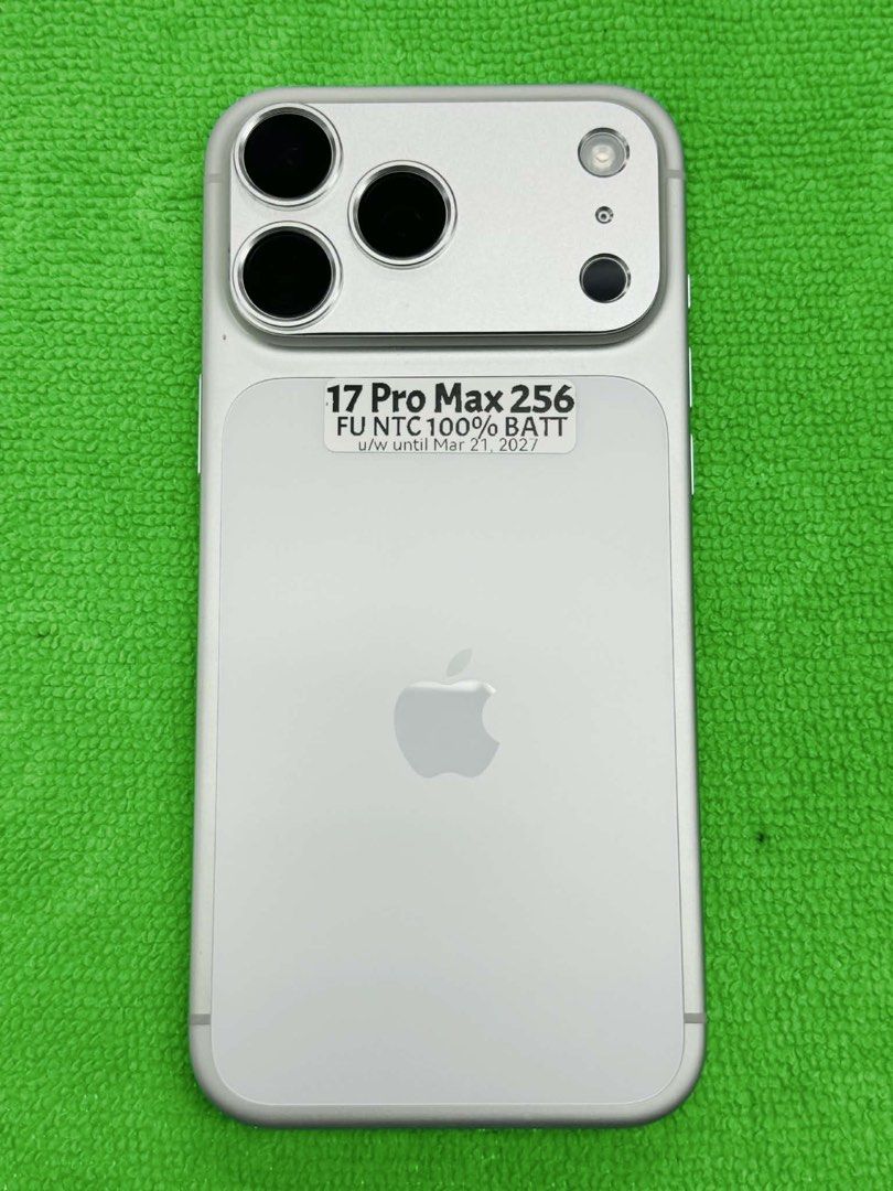 Iphone 17 Pro Max 256gb 100% BH FU NTC (Category: iPhone 17 Series) located in San Juan City. Submitted by javedsgadgetshop (Listing ID 1445451458, Image 2). Description: WE BUY AND SELL SO PWEDE MAGBINTA OR SWAP ! INSTALLMENT OPTIONS : SPAY LATER / GGIVES / CREDIT CARD / SKYRO / HOMECREDIT (BRANDNEW) Quick Specs : 💵 Iphone 17promax •256gb •NTC Variant •100% batt health •Factory Unlock •99% Smoothness •No hidden issue | No Repaired •100% Authent