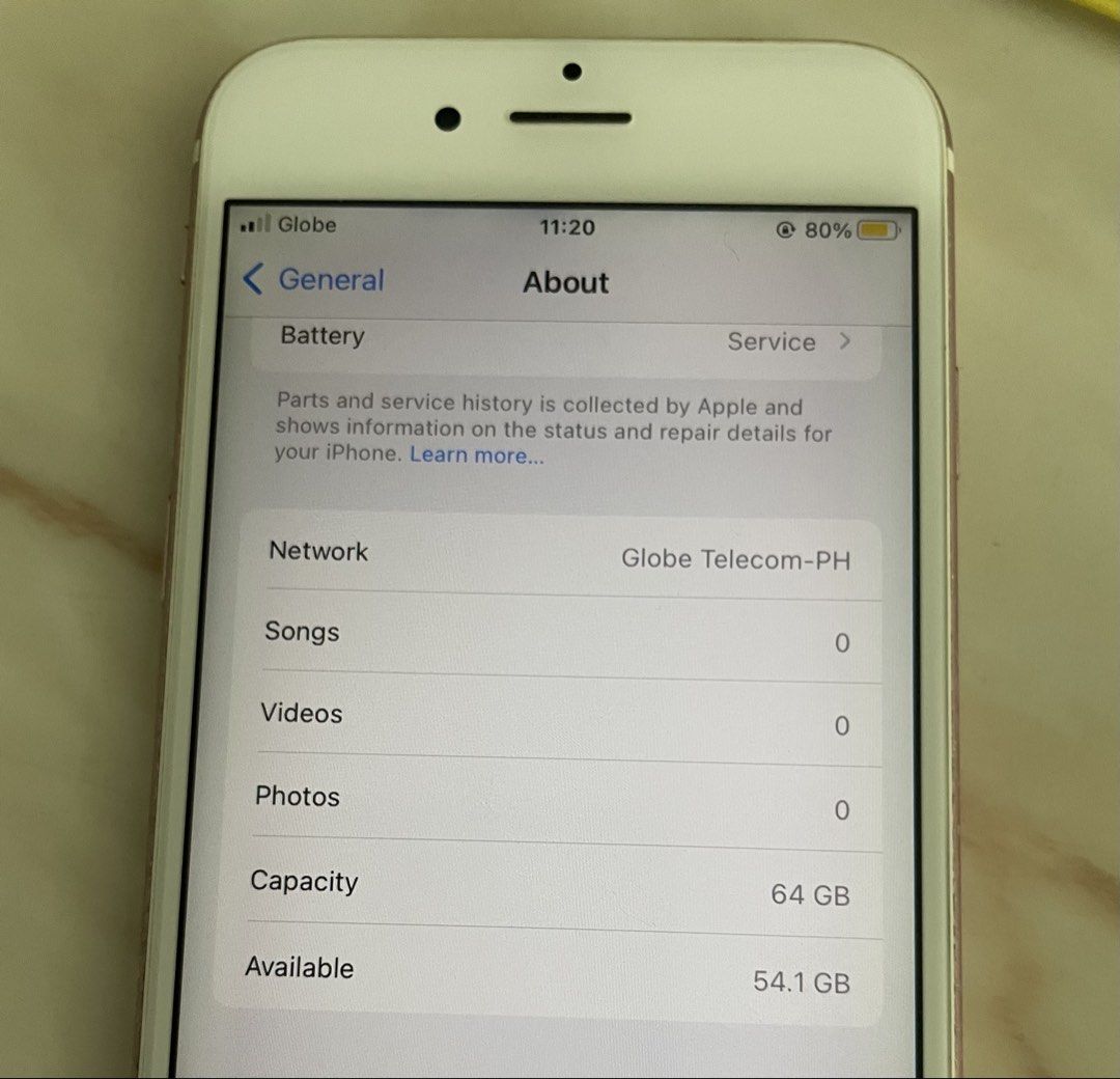 iphone 6s (Category: iPhone 6 Series) located in Makati City. Submitted by ngtoo (Listing ID 1442791668, Image 3). Description: - iPhone 6s - Color: Rose Gold - Storage: 64GB - Condition: Good - Reliable performance battery health 57% the battery is aging and needs frequent charging You can replace the battery yourself. The music volume is a bit low.