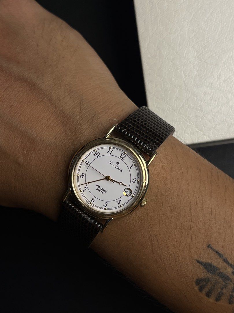 Junghans Noblesse Quartz Gold Plated Watch (Category: Luxury Watches) located in Quezon City. Submitted by phcrisis (Listing ID 1445488823, Image 3). Description: Jughans Noblesse JN-104M Quartz 33mm case 35mm lug to lug 6mm case height Keeps time, Works perfect condition 5,000.