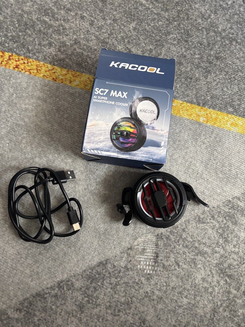 KACOOL SC7 MAX AI Super Smartphone Cooler (Category: Android Others) located in Bacoor. Submitted by jcadnolav (Listing ID 1445426811, Image 2). Description: - KACOOL SC7 MAX AI Super Smartphone Cooler - Rapid cooling for your device - Convenient USB Type-C charging port - Includes charging cable and instruction manual - Ultra-lightweight at only 72g - Compatible with both mobile phones and tablets.