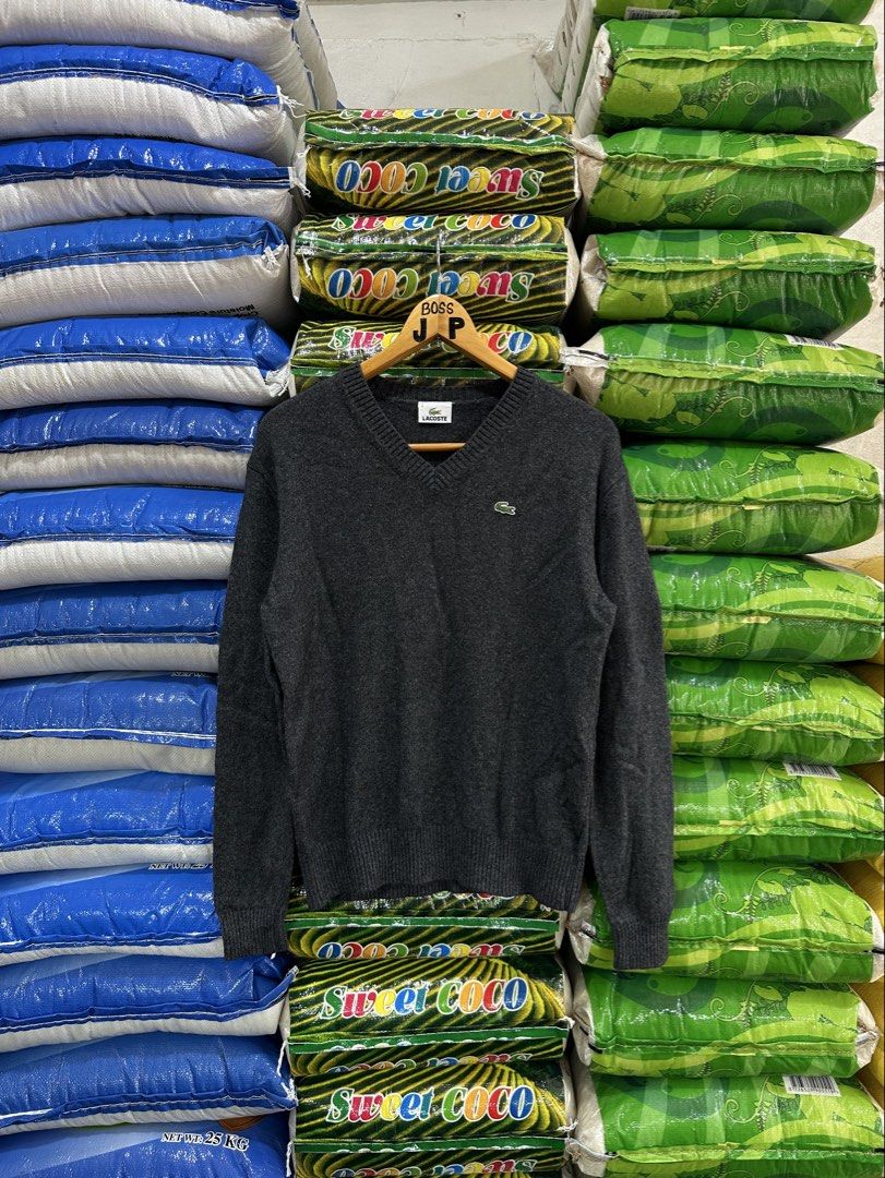 Lacoste V Neck Wool Knitwear Sweater (Category: Coats, Jackets and Outerwear) located in Baliuag. Submitted by thrift.king.ph (Listing ID 1445566459, Image 1). Description: Lacoste V Neck Wool Knitwear Sweater Excellent condition 💯 As new condition 💯 19-20 (still safe to stretch) (stretchable) Length: 24.5 .
