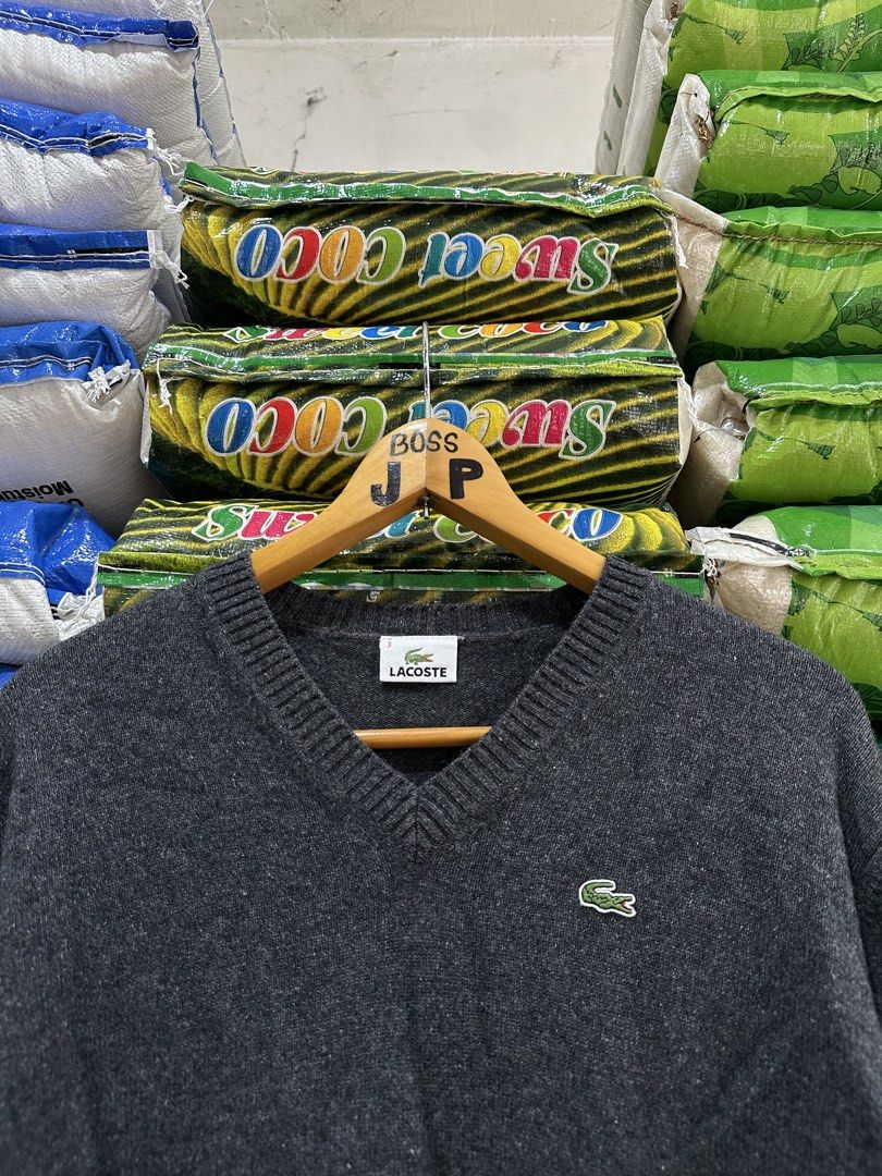 Lacoste V Neck Wool Knitwear Sweater (Category: Coats, Jackets and Outerwear) located in Baliuag. Submitted by thrift.king.ph (Listing ID 1445566459, Image 2). Description: Lacoste V Neck Wool Knitwear Sweater Excellent condition 💯 As new condition 💯 19-20 (still safe to stretch) (stretchable) Length: 24.5 .