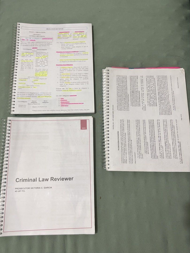 Law school books (Category: Textbooks) located in Quezon City. Submitted by aki_dclttr (Listing ID 1445469481, Image 3). Description: FOR SALE/LOOK FOR BUYER/FS/LFB: ‼️ Selling pre-loved 1L and 2L books/reviewers ‼️ BOOKS Revised Penal Code Book 1 - 2021 (Reyes) - With minimal highlights (Php 1,100) Revised Penal Code Book 2 - 2021 (Reyes) - With minimal highlights (Php 1,500) Comments and Cases on Obligations and Contracts - 2017 (Sta. Maria) - 