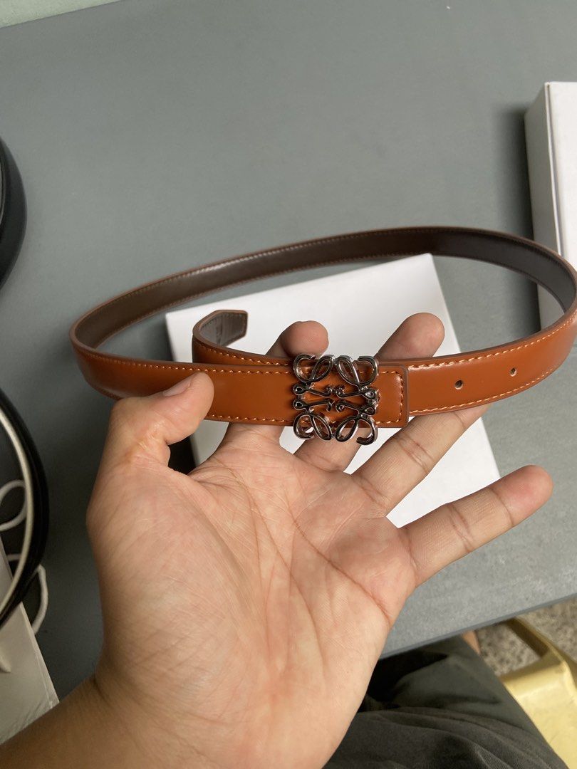 Loewe Anagram Belt Tan Leather (Category: Belts) located in Manila. Submitted by adriyawnnn (Listing ID 1445511983, Image 2). Description: - Authentic Loewe belt - Tan leather - Iconic silver-tone Anagram buckle - Classic and versatile design - Perfect accessory to elevate any outfit.