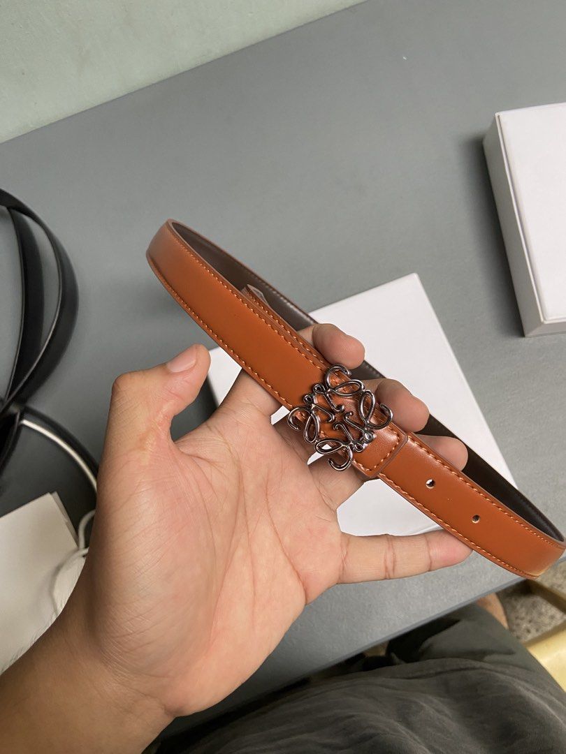 Loewe Anagram Belt Tan Leather (Category: Belts) located in Manila. Submitted by adriyawnnn (Listing ID 1445511983, Image 3). Description: - Authentic Loewe belt - Tan leather - Iconic silver-tone Anagram buckle - Classic and versatile design - Perfect accessory to elevate any outfit.