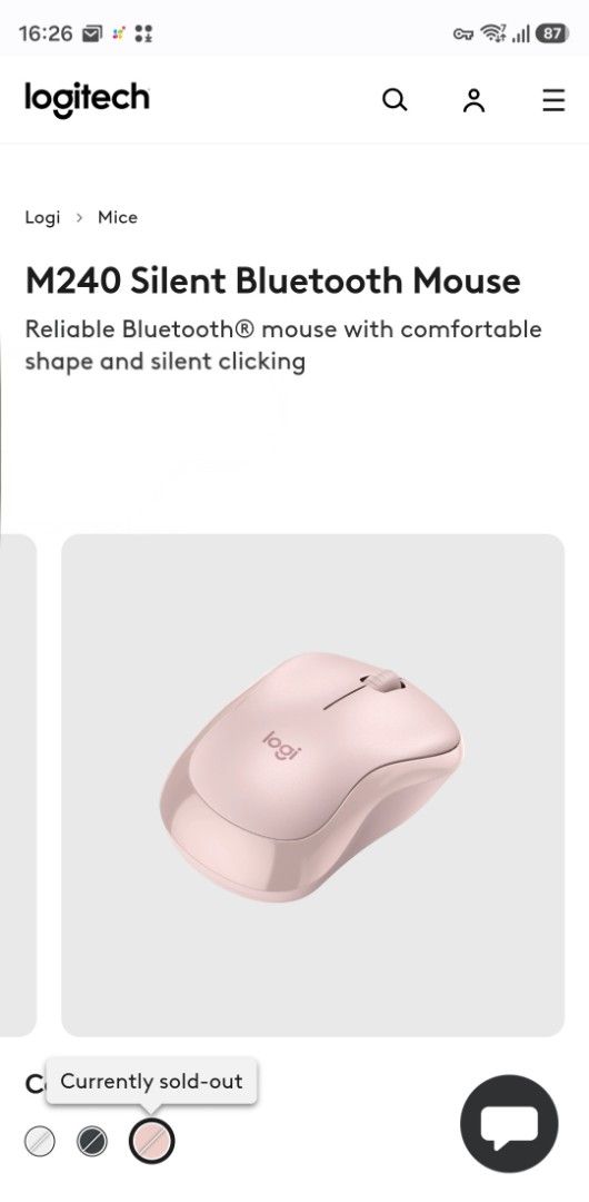 Logitech M240 Silent Bluetooth Mouse - Pink490220144443402240