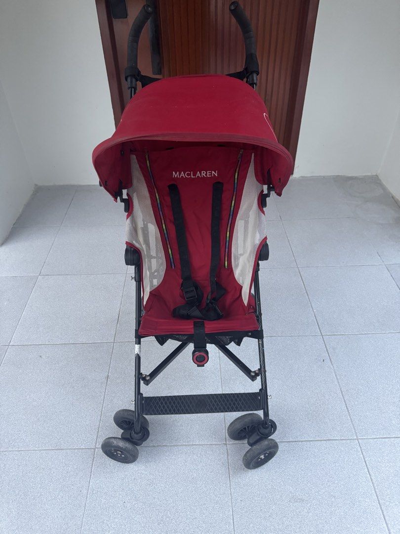 Maclaren Red Lightweight Stroller (Category: Strollers) located in Manila. Submitted by zampabz14 (Listing ID 1445524142, Image 2). Description: - Red Maclaren stroller - Lightweight and easy to maneuver - Secure 5-point harness - Convenient back storage pocket - Compact fold for easy storage and travel - Ideal for parents on the go.