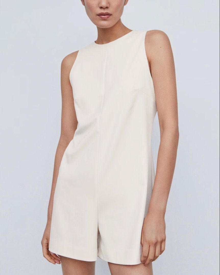 MANGO Sleeveless Romper (Category: Rompers) located in Pasay City. Submitted by classique_ph (Listing ID 1445560706, Image 1). Description: - Cream colored romper - Sleeveless design - High neckline - Simple and chic style - Versatile for casual days - Easy to dress up or down - Strictly no return/refund.
