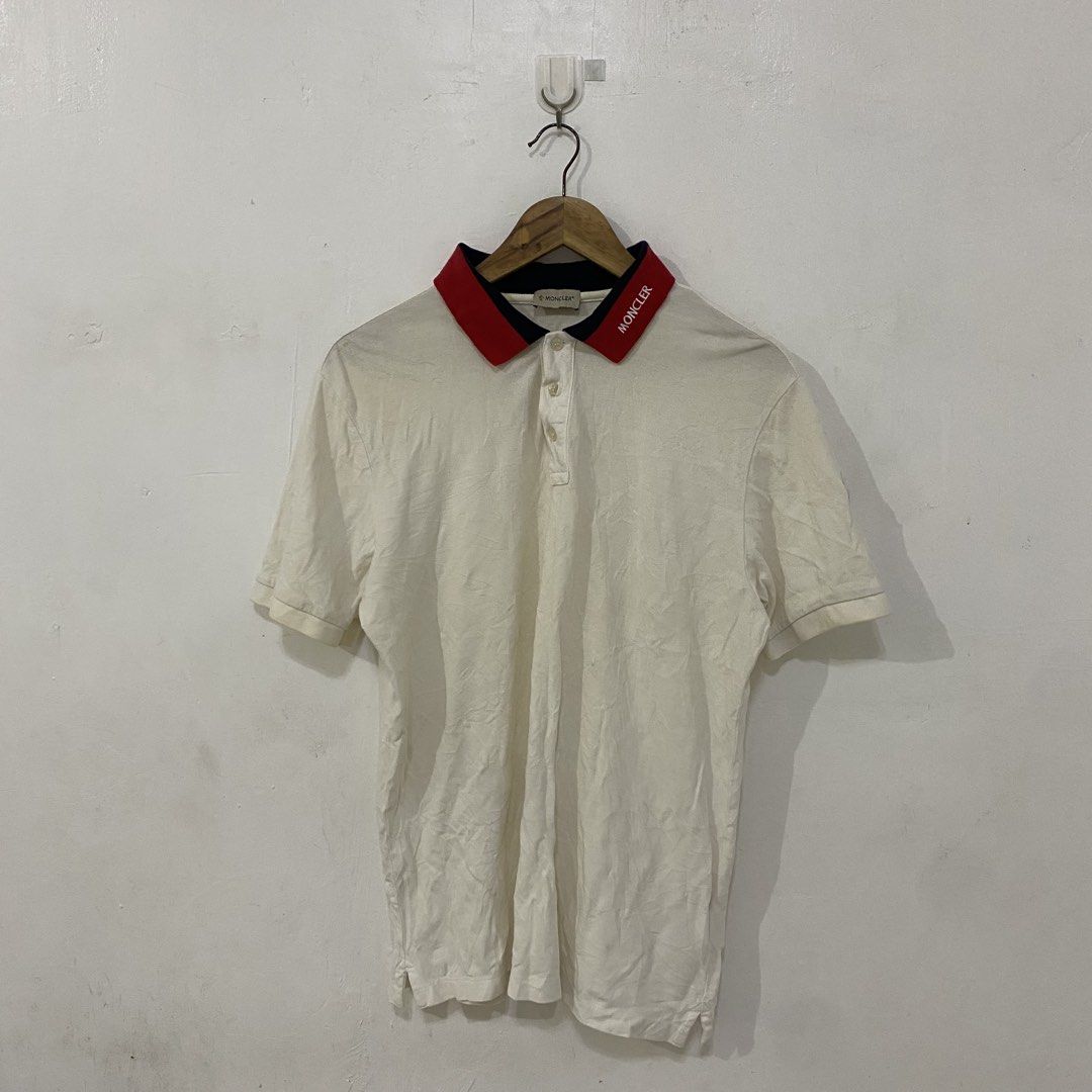 Moncler Logo Polo Shirt (Category: Tshirts & Polo Shirts ) located in Las Pinas. Submitted by declutter_thing69 (Listing ID 1445510940, Image 1). Description: Moncler Logo Polo Shirt No issue 21 inches Width 27 inches Length 17 inches Shoulder 8 inches Sleeve.