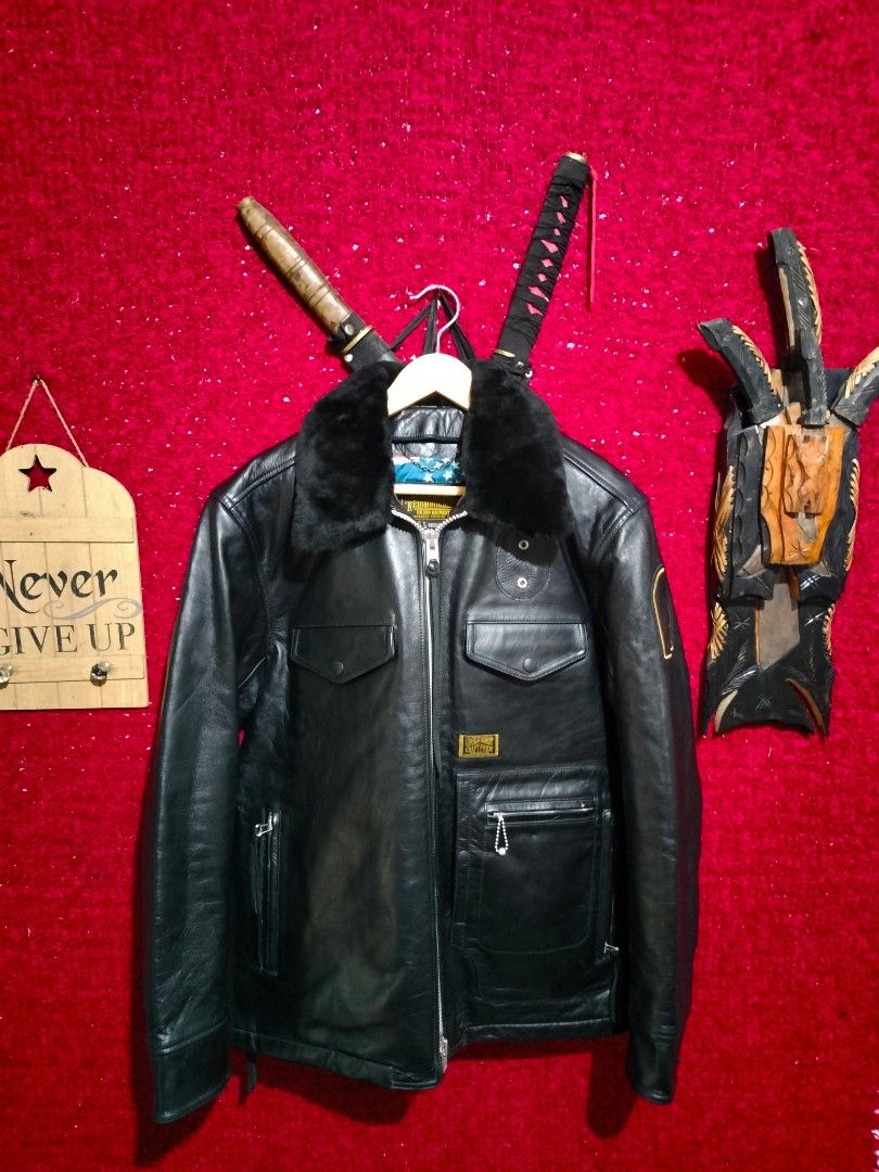NEIGHBORHOOD CHALLENGER LEATHER JACKET FOR MEN'S (Category: Coats, Jackets and Outerwear) located in Baguio. Submitted by vertex_nga.pow (Listing ID 1439333310, Image 2). Description: NEIGHBORHOOD CHALLENGER LEATHER JACKET FOR MEN'S LARGE SIZE DIMENSIONS 27L BY 21 ARMPIT TO ARMPIT 19 INCHES SHOULDER TO SHOULDER 24 INCHES SLEEVE COW HIDE LEATHER MATERIAL EXCELLENT CONDITION BAGUIO LOCATION PLUS SF SA MALAYU JNT COURIER PASS COD UNLI VOUCH PRICE:PM
