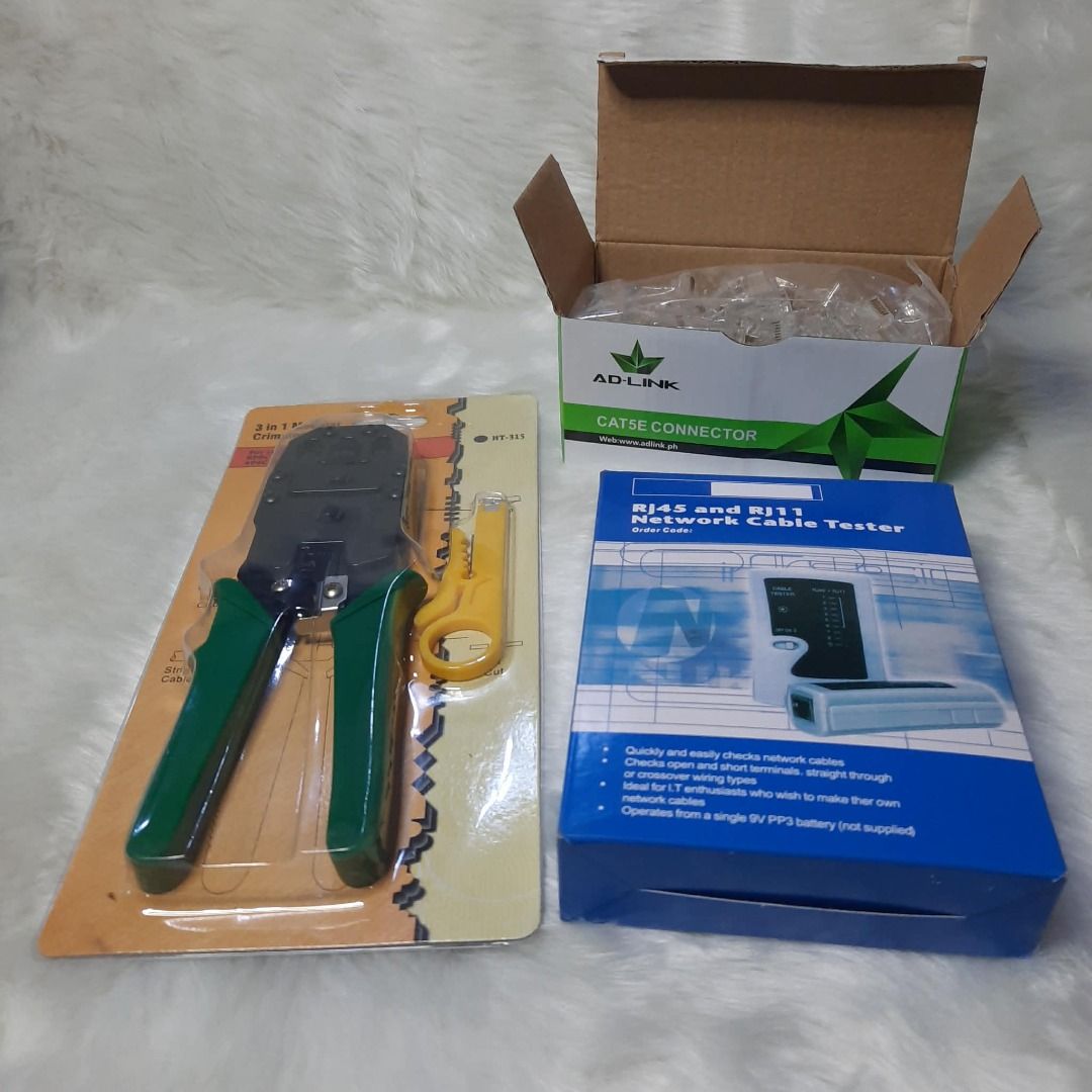 Network Ethernet LAN Cable Tester & Crimping Tool Set 🔧🌐 (Category: Networking) located in Santa Maria. Submitted by victorioustech (Listing ID 1445427476, Image 2). Description: 🛠️ Complete Network Installation Tool Kit! Network Ethernet LAN Cable Tester & Crimping Tool Set 🔧🌐 💰 Price: ₱390 Package Includes: ✅ RJ45 Crimping Tool ✅ LAN Cable Tester ✅ 100pcs RJ45 CAT5 Connectors Perfect for: 🖥 PC Technicians 🌐 Network Installers 🏠 Home Ne