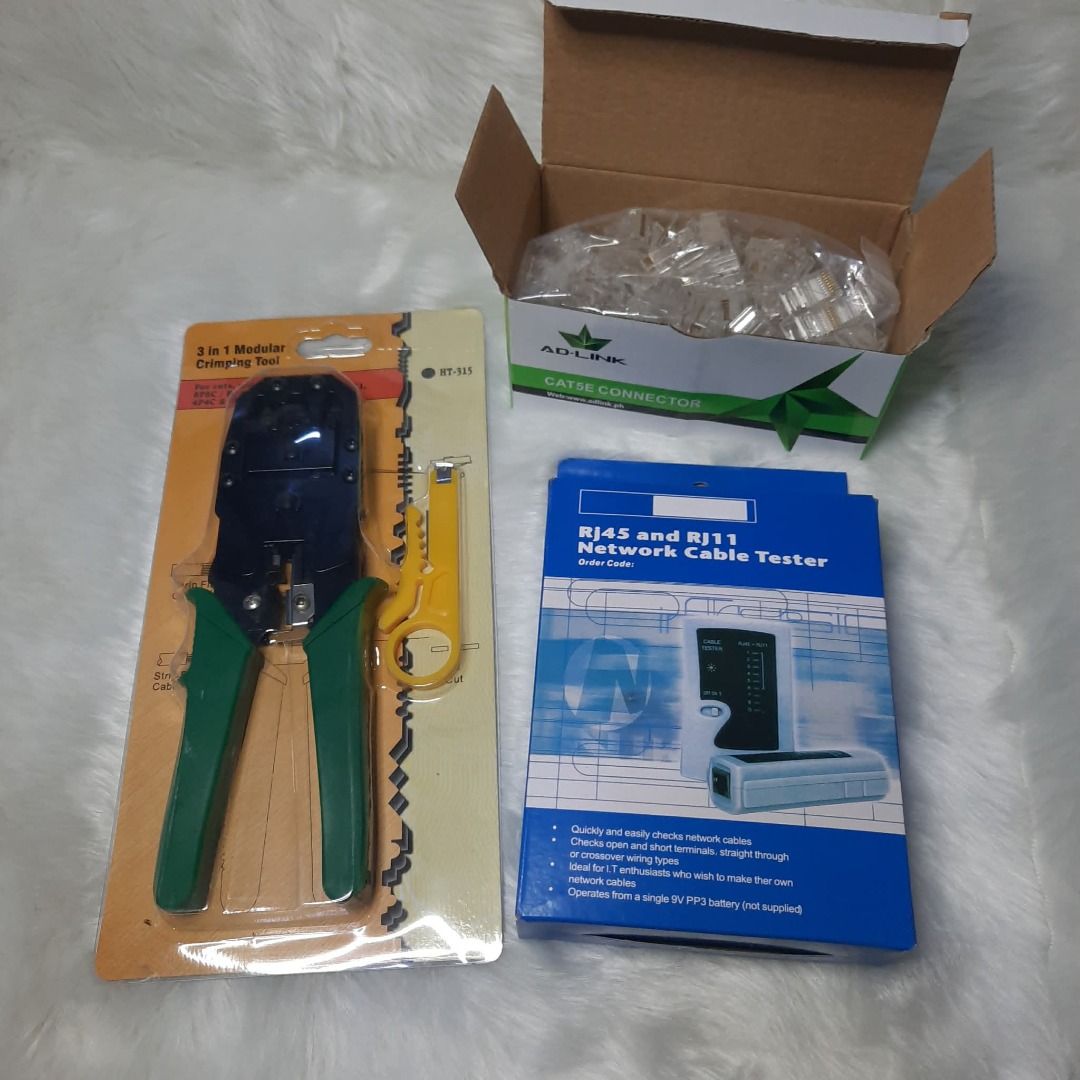 Network Ethernet LAN Cable Tester & Crimping Tool Set 🔧🌐 (Category: Networking) located in Santa Maria. Submitted by victorioustech (Listing ID 1445427476, Image 3). Description: 🛠️ Complete Network Installation Tool Kit! Network Ethernet LAN Cable Tester & Crimping Tool Set 🔧🌐 💰 Price: ₱390 Package Includes: ✅ RJ45 Crimping Tool ✅ LAN Cable Tester ✅ 100pcs RJ45 CAT5 Connectors Perfect for: 🖥 PC Technicians 🌐 Network Installers 🏠 Home Ne